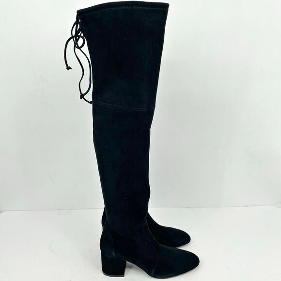 Stuart Weitzman Womens Flareland Over The Knee Boots US 7 B Black Suede NWOB - Picture 4 of 12